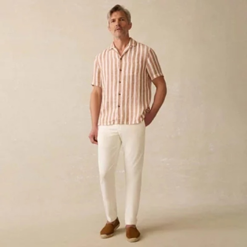 NWT! Faherty Men's Palma Linen Camp Short Sleeve Shirt!